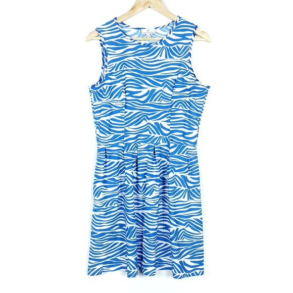Jude Connally Blue White Zebra Sleeveless Dress